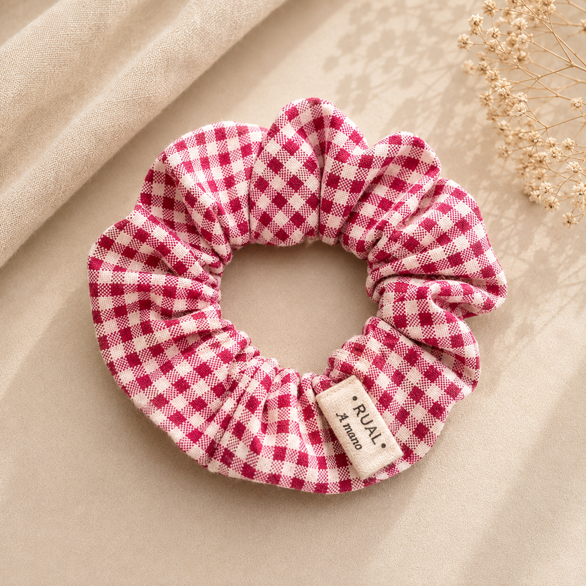 Scrunchie vichy rojo