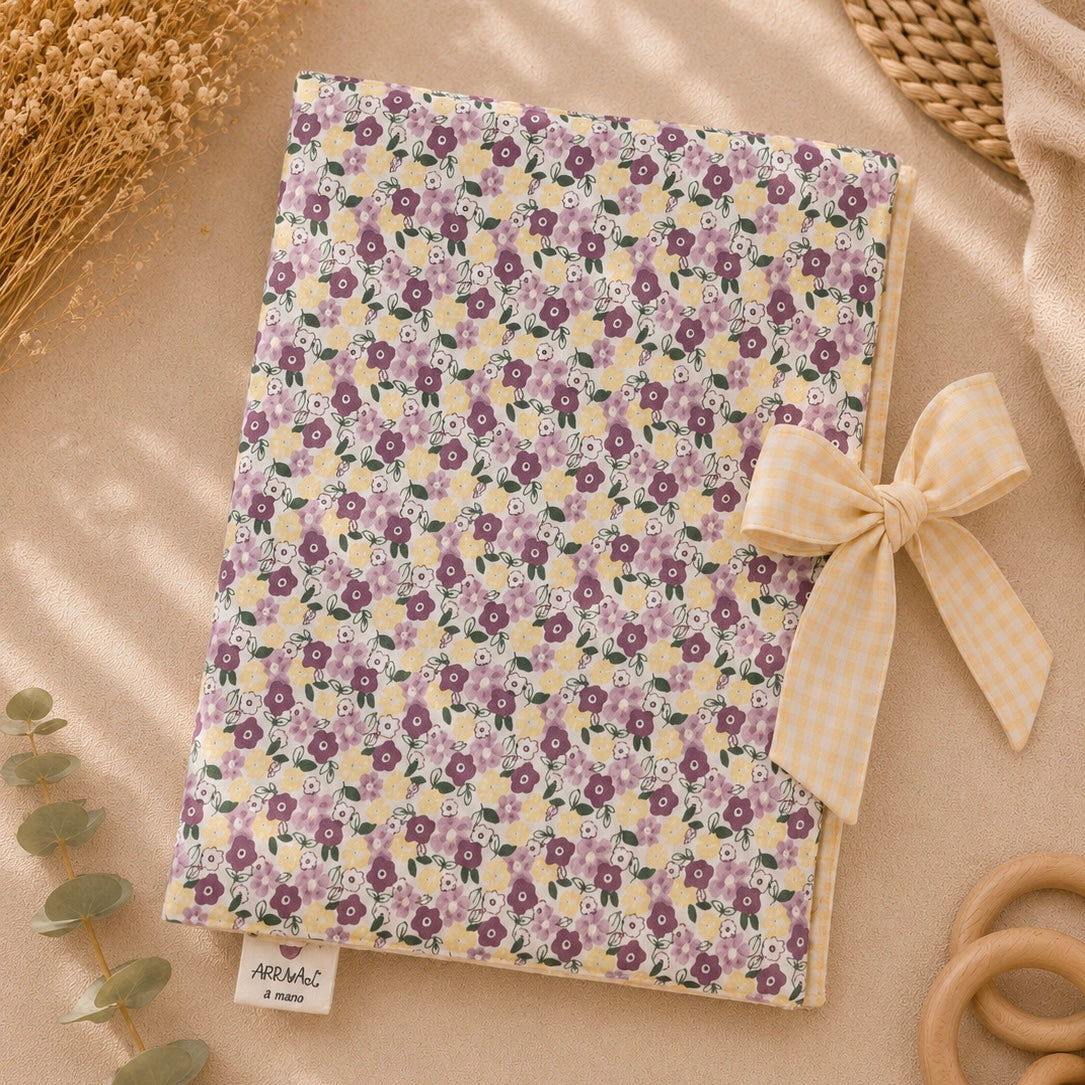 Funda de libro flores morado