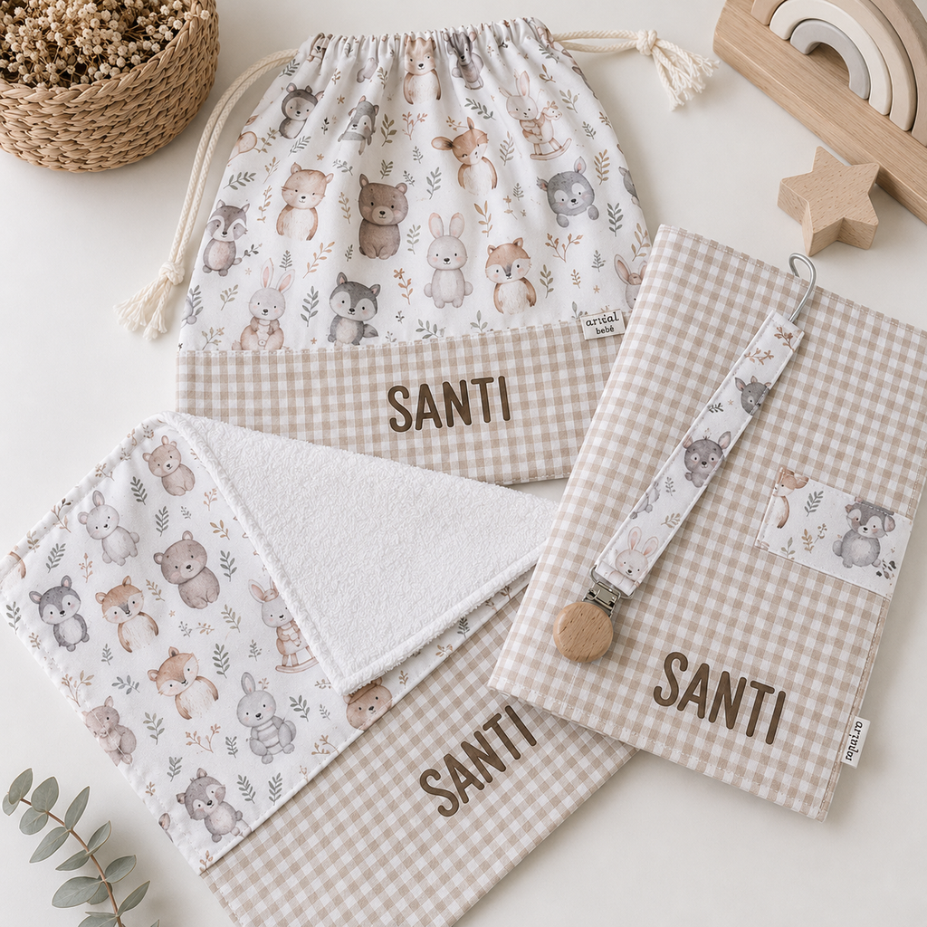 Set de Nacimiento personalizado con porta documentos