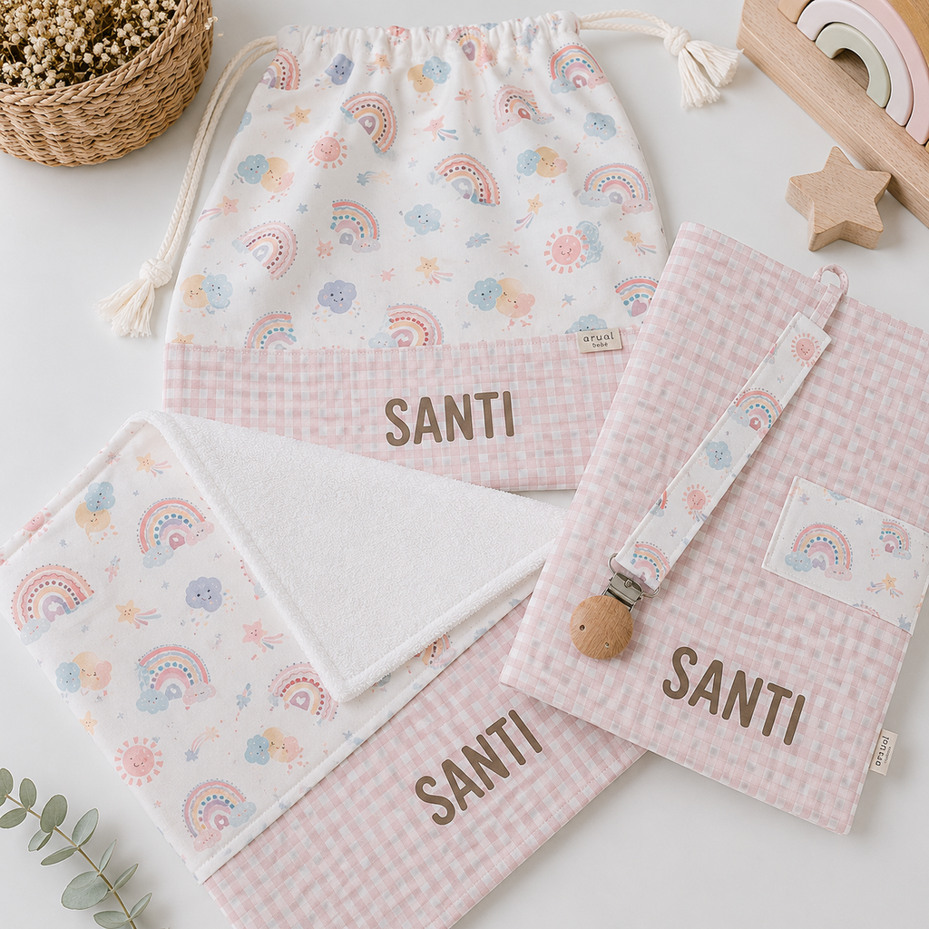 Set de Nacimiento personalizado con porta documentos