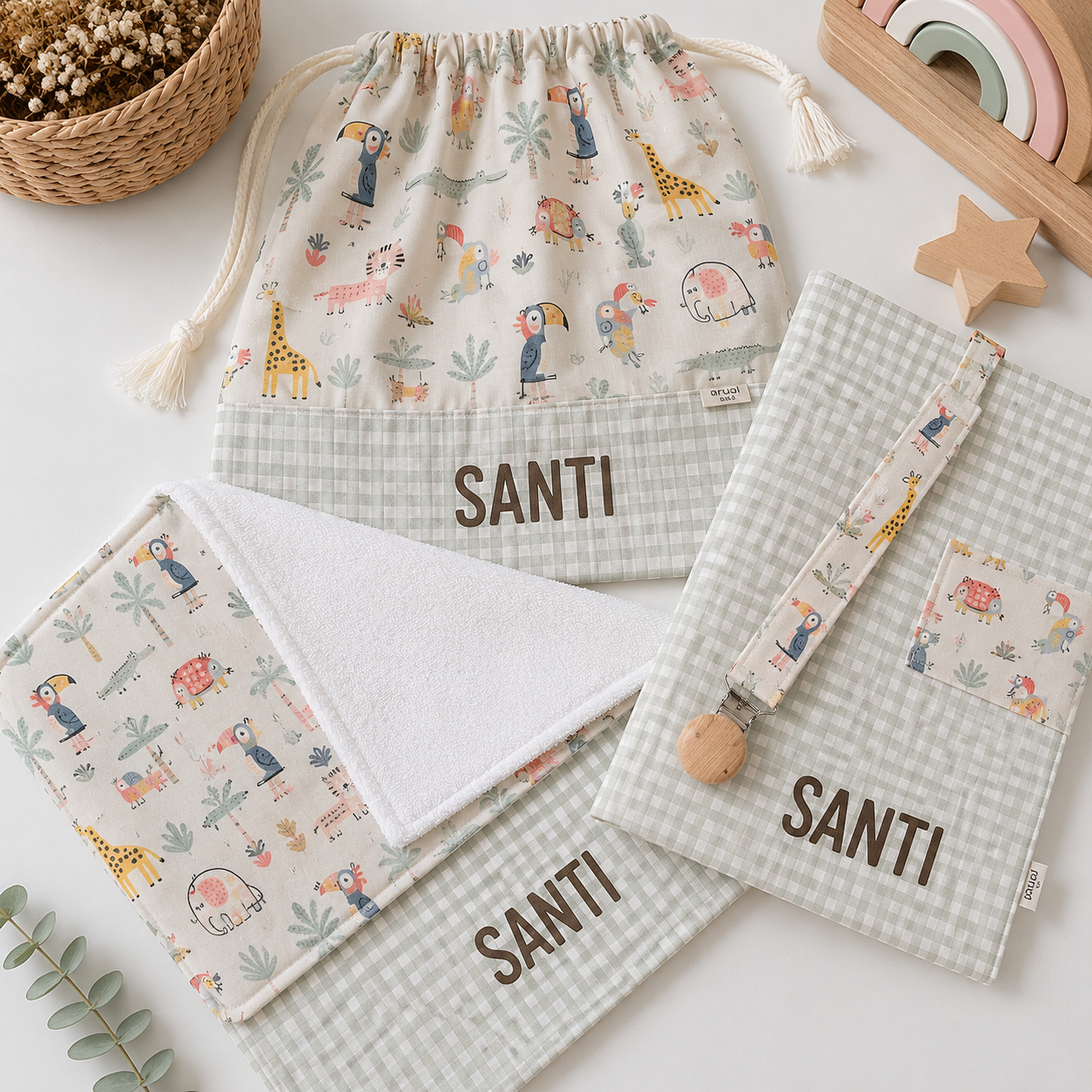 Set de Nacimiento personalizado con porta documentos