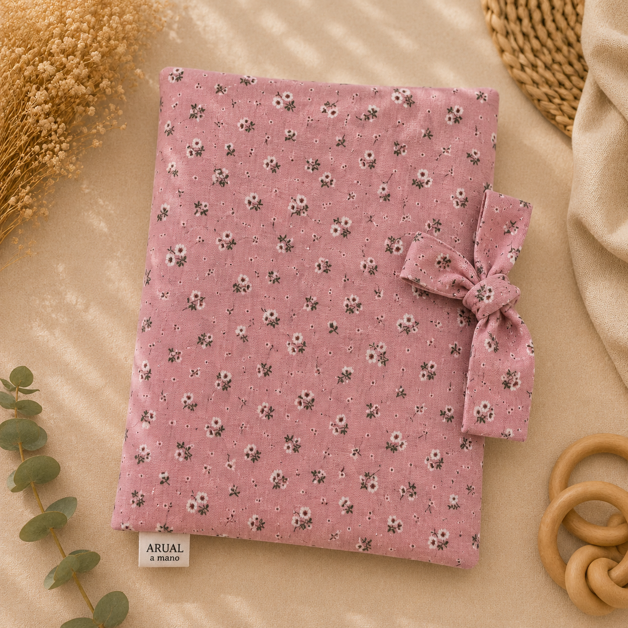 Funda del libro flores rosa