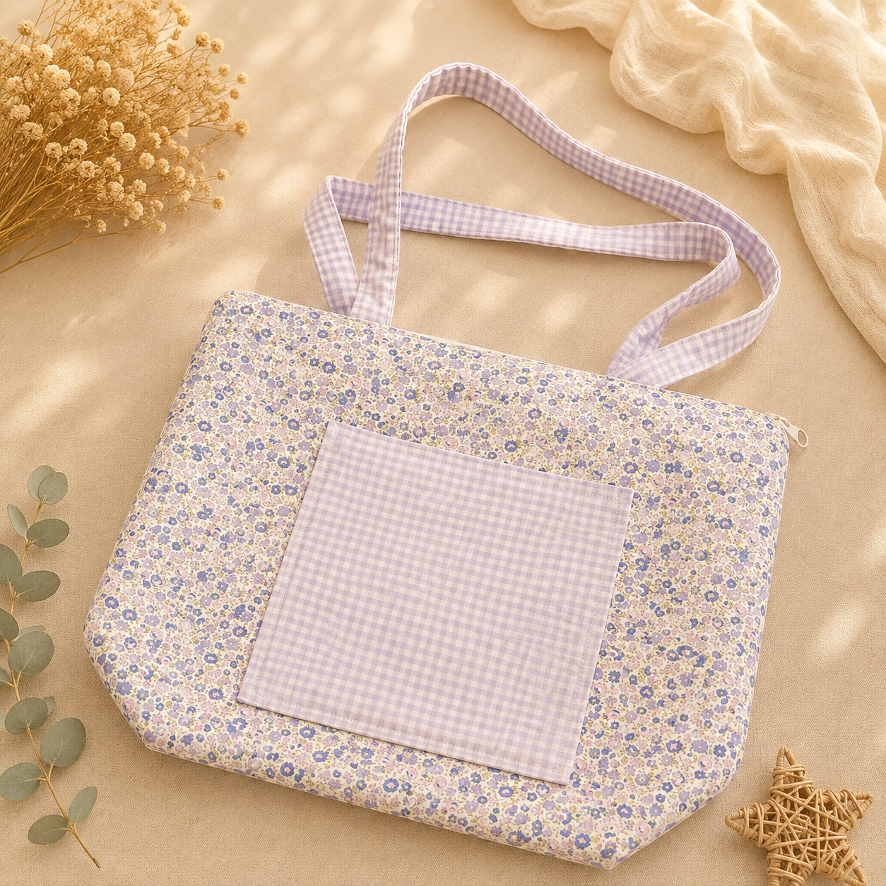 Bolso tote xl cremallera lavanda