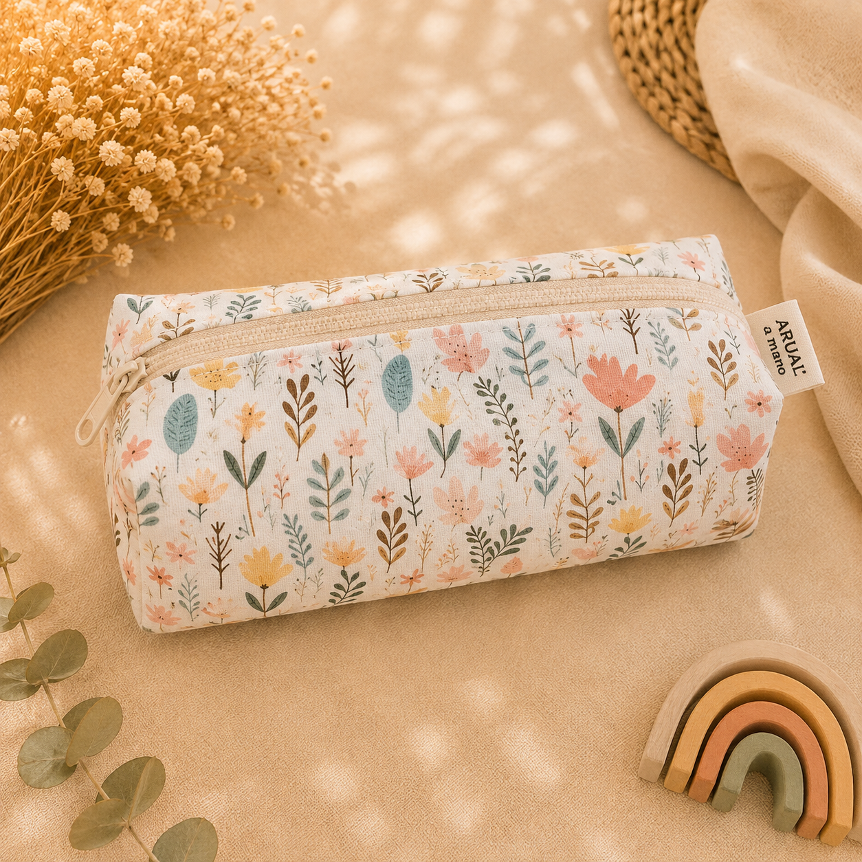 Estuche cuadrado flores