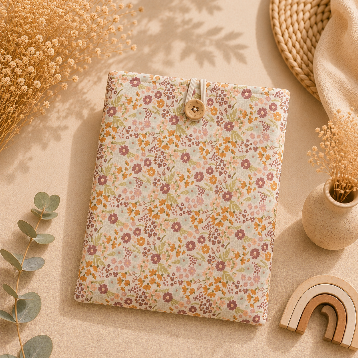 Funda libro flores otoñal
