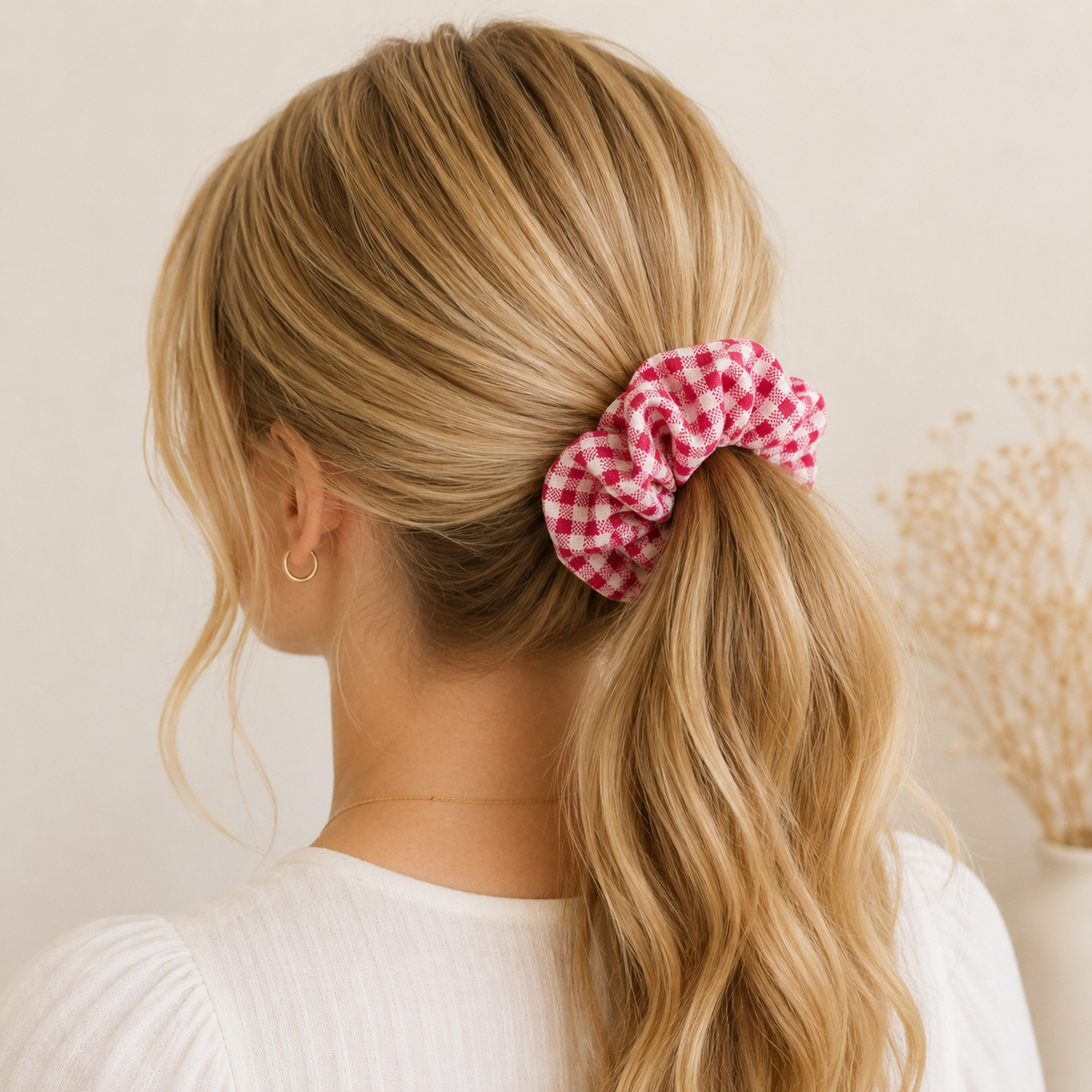 Scrunchie vichy rojo